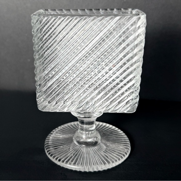 Antique ClearCut Glass Art Deco Pedestal Cigarette Holder - Card Holder - Vase